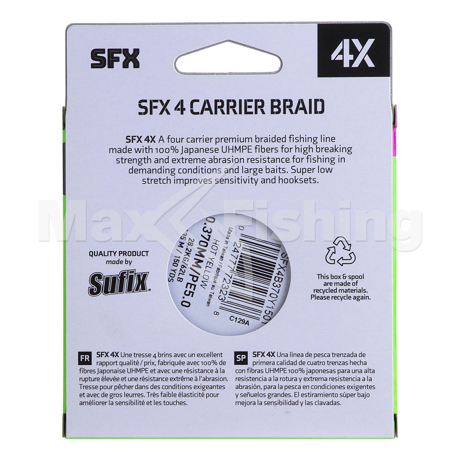 Шнур плетеный Sufix SFX 4X #5,0 0,37мм 135м (yellow)